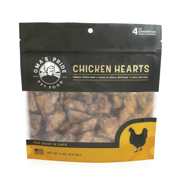 Freeze-Dried Chicken Hearts For Dogs & Cats | Oma's Pride Treats